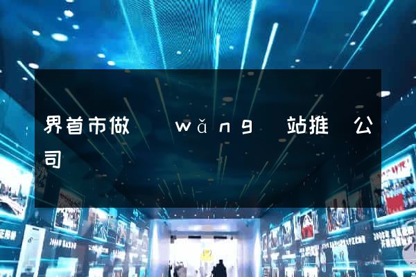 界首市做網(wǎng)站推廣公司